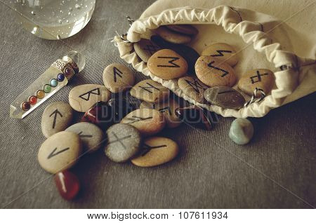 runes and tarot cards