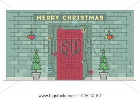 Christmas illustration. Tree, bslls and other elements. Stock vector.