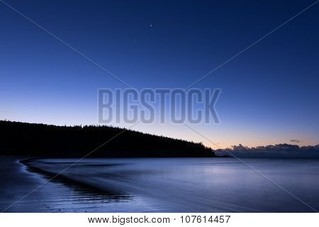 Stars in Sky Over Sand Beach in Maine