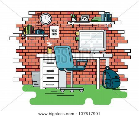 Student workplace room interior
