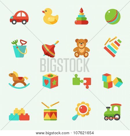 Toy icons, flat design