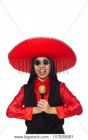 Mexican woman in funny concept on white
