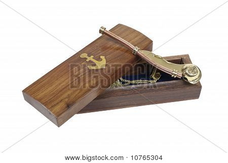 Bosone fischietto con scatola di legno