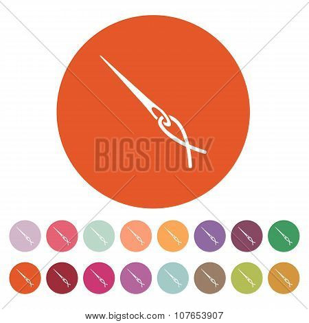 The thread with a needle icon. Tailor and  sewing, needlework,  clothier symbol. Flat