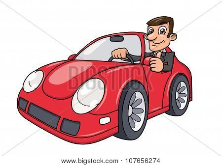 Businessman driving car