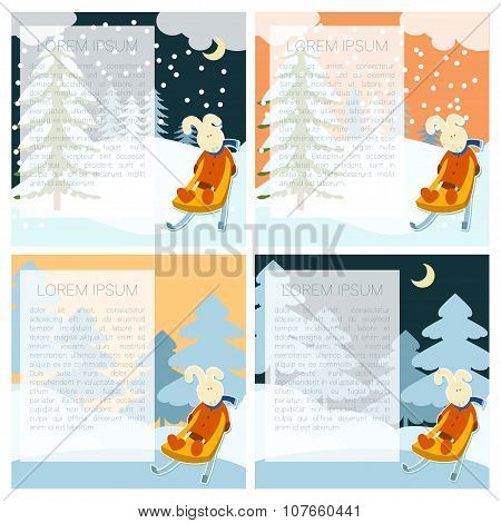 Winter Postcarts With Hare