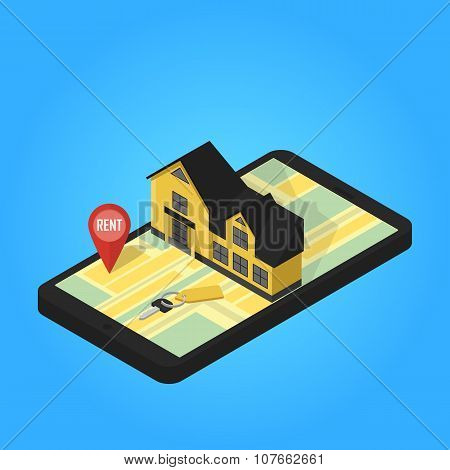 Real estate online searching isometric flat
