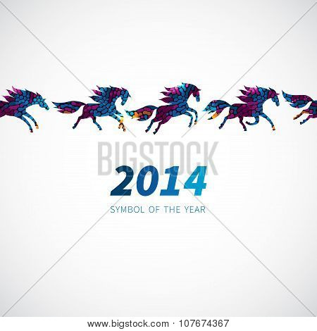 Horses, Decorated With Abstract Patterns.