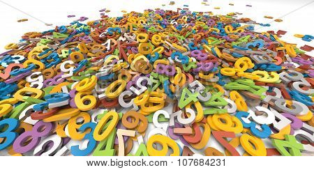 3D Multi Colour Pile Of Alphabet Letters On White Background