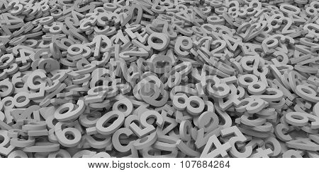 3D Grey Gray Colour Pile Of Alphabet Matte Letters On White Background