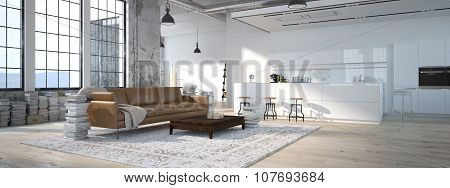 The modern kitchen. 3d rendering
