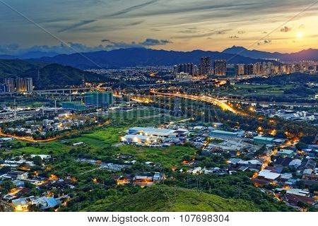 Cityscape of Yuen Long, Hong Kong.