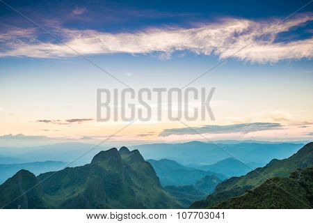 Colorful Summer Landscape Sub Alpine During Sunset