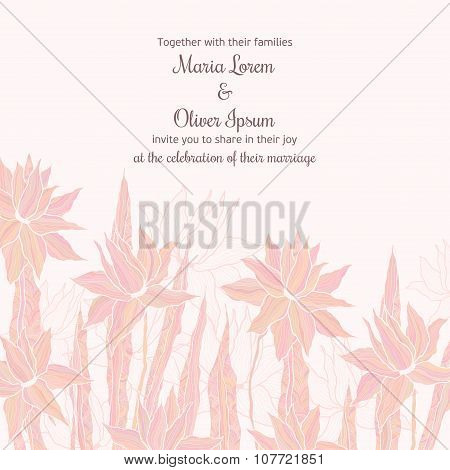 Wedding invitation template with sttylish flowers