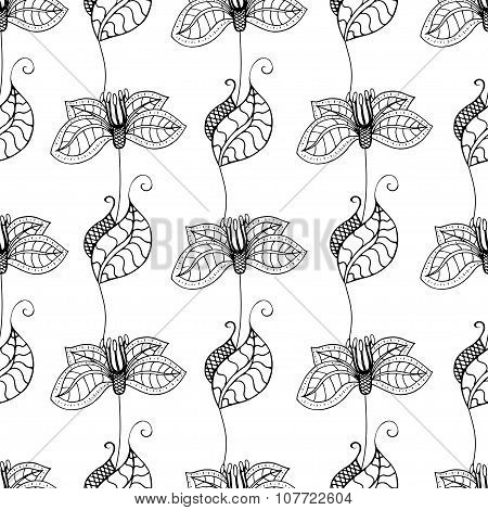Monochrome Floral Pattern.
