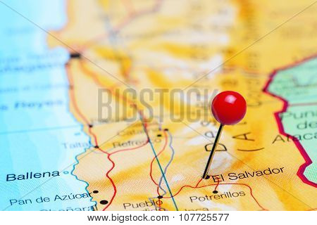 El Salvador pinned on a map of Chile