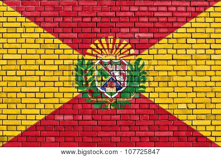 Flag Of Aragua State Painted On Brick Wall