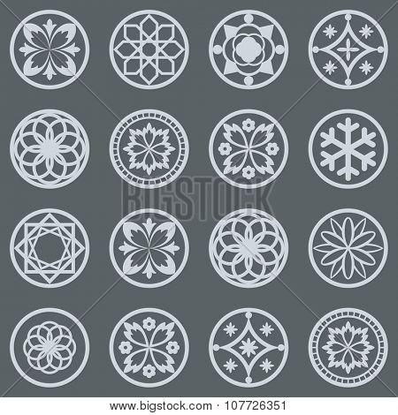 Vintage round design elements vector set.