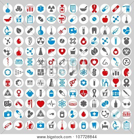 Medical Icons Set, Vector Set Of 144 Medical And Medicine Signs.
