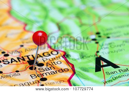 San Bernardo pinned on a map of Chile