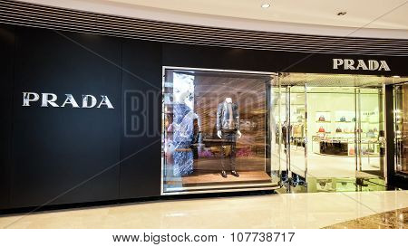 Prada Fashion Boutique Display Window. Hong Kong