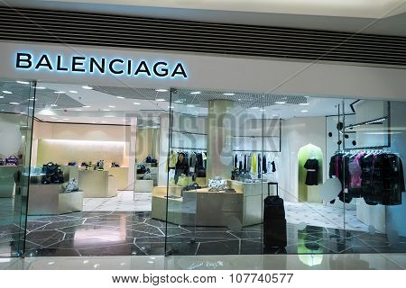 Balenciaga Fashion Boutique Display Window. Hong Kong
