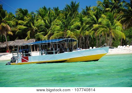 Adventure Boat For Scuba Diving Near The Beach On Soana Island