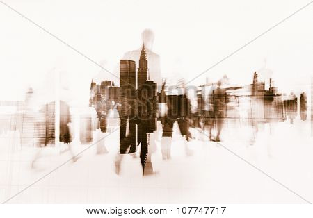 Business People Walking on a City Scape Concept