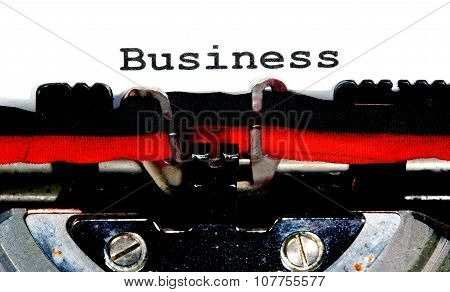 Business Written With Black Ink With The Old Typewriter