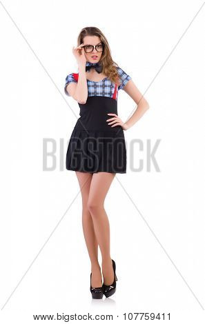Schoolgirl isolated on the white