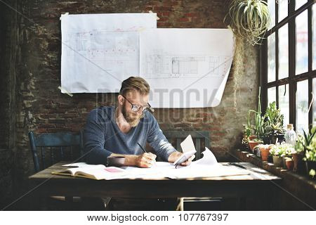 Architecture Man Working Planning Struction Concept