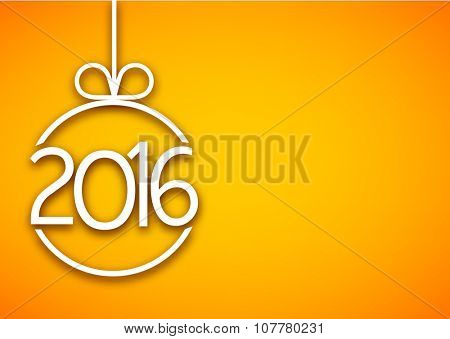 2016 New Year sign on yellow background. Vector paper illustration.