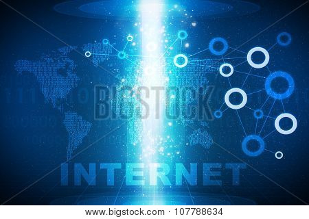 Abstract blue baclground with world map