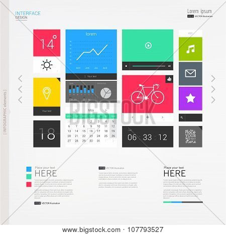 Interface template with modern icons.