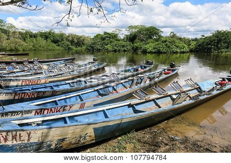 Boats In The Port On Madidi River