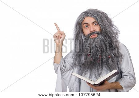 Funny old man isolated on white