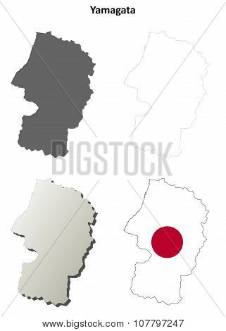 Yamagata blank outline map set