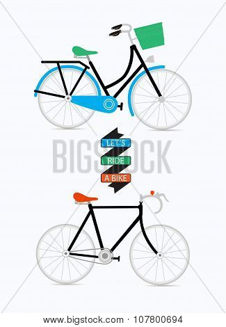 Illustration with graphic message and bicycles.
