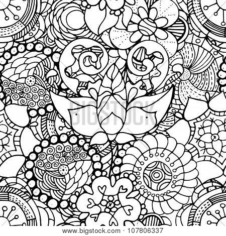Seamless Contour Floral Pattern
