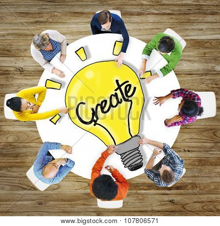 Aerial View People Creativity Breaking New Ground Concepts
