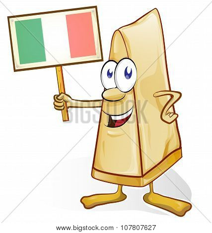 italian cheese cartoon with signboard