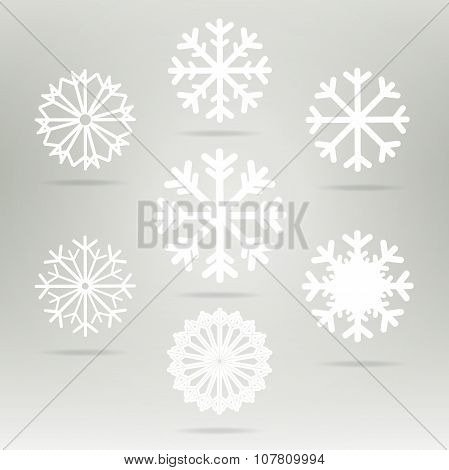 Snowflakes Set Vector Icons
