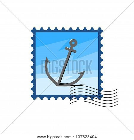 Postage stamp with the anchor And Other Elements.