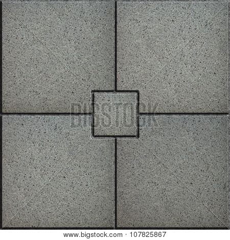 Gray Paving Slabs in the form of Small Brick Surrounded Four Large Square.