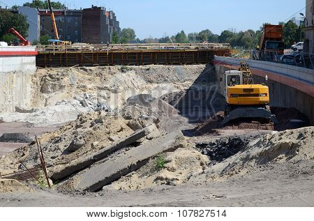 Road construction (Gliwice in Poland)