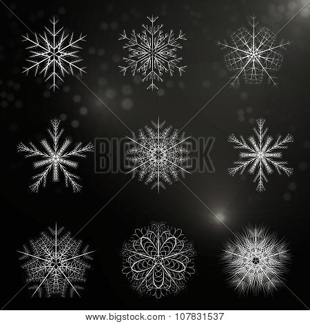 Beautiful snowflakes set for christmas winter design