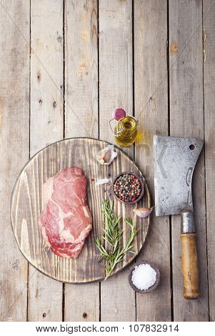 Raw fresh meat Steak with salt and pepper