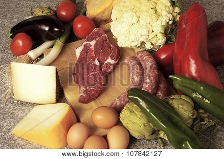 Vegetables Cheese And Sausage
