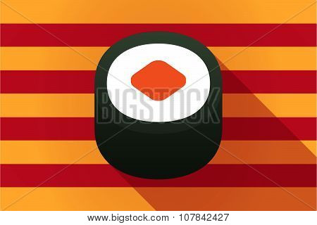 Long Shadow Catalonia Vector Flag With A Piece Of Sushi Maki