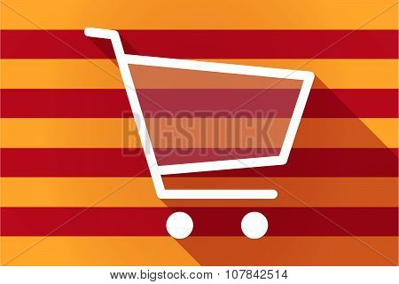 Long Shadow Catalonia Vector Flag With A Shopping Cart